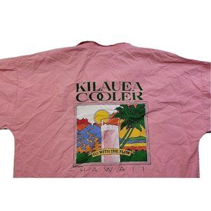 Vintage Crazy Shirts Men's XL Pink Kilauea Cooler Short Sleeve Hawaiian Shirt